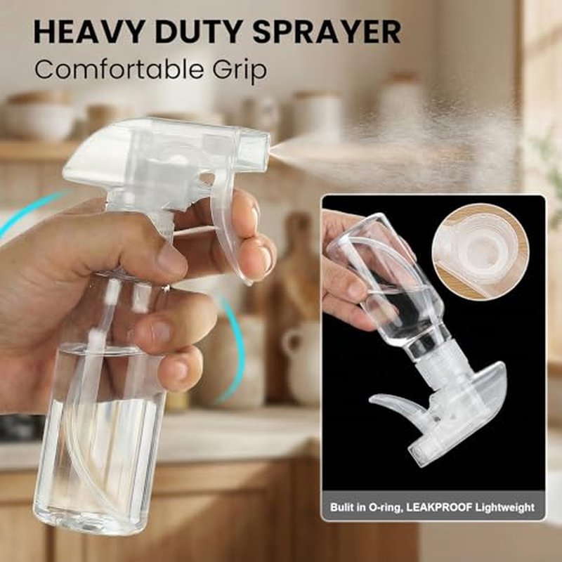 4oz Plastic Spray Bottles - 3 Pack with Adjustable Nozzle
