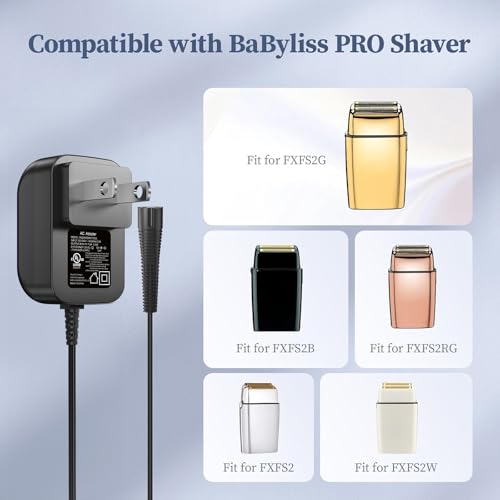 Charger for BaByliss PRO FXFS2 FOILFX02 Shaver AC Adapter Compatible with BaBylissPRO Barberology Cordless Metal Double Foil Shaver FXFS2 4.5V Power Supply Cord