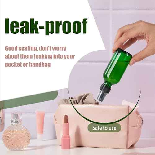 2 oz Glass Spray Bottles, Reusable Fine Mist Sprayer Small Spray Bottle, Leak-Proof Design, Perfect for Travel, Skin Care, Perfumes, Botanical, Cleansing (Green, 2oz-12pcs)