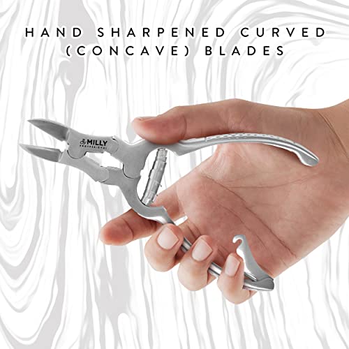 High Carbon Steel Professional Nail Clippers for Seniors & Podiatrist Toenail Clippers | Hammer Forged to Trim Thick or Hard Toenails | Heavy Duty Toenail Clippers for Thick Toenails (Silver)