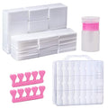 JIASHENG 48 Bottles Nail Polish Organizer Case, 1000pcs Gel Nail Polish Remover, Lint Free Nail Wipes Cotton Pad with a Pump Dispenser Bottle