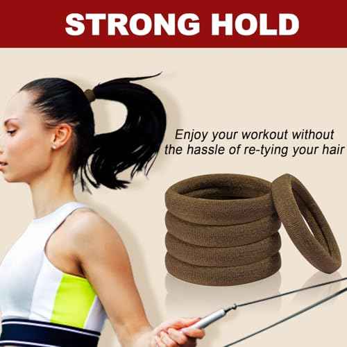 IKOCO 150PCS Hair Ties No Damage for Women, Ouchless Cotton Hair Ties for Thick Hair, Brown