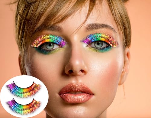 6 Pairs 3D Rainbow False Eyelashes - Natural Look, 3 Styles