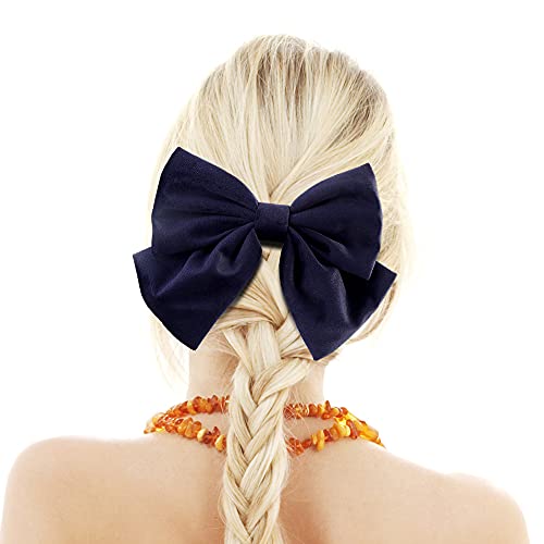 JIAHANG Velvet Hair Bow Clips Thick Hair Velour Big Bowknot Barrettes，French Style Hair Accessories 6PCS for Women Girls Ladies (velvet 6pcs)