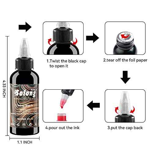 16PCS Tattoo Ink Color Set, Solong Tattoo Ink 1oz (30ml) Pigment Kit for Tattoo Kit Tattoo Ink Set TI302S-30-16