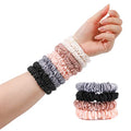 Silk Satin Mini Hair Ties - Soft, No Crease, Gentle Elastic Ponytail Holders for Women & Girls