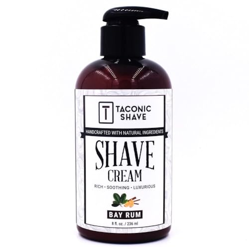 Taconic Shave, Natural Shaving Cream ? Bay Rum - Ultra-Rich High Lather Formula ? Natural Shave Cream for Men in 8 oz. Pump Bottle ? Scented Shaving Cream