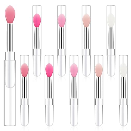 10Pcs Silicone Lip Brushes with Caps - Lipstick Applicator Tool