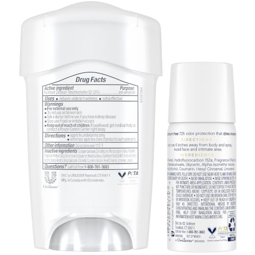 Dove Clinical & Care Deodorant Set - Travel Size Aluminum-Free & Prescription Strength - Cool Essentials + Cucumber & Green Tea (2 Pack, 0.85 oz each)