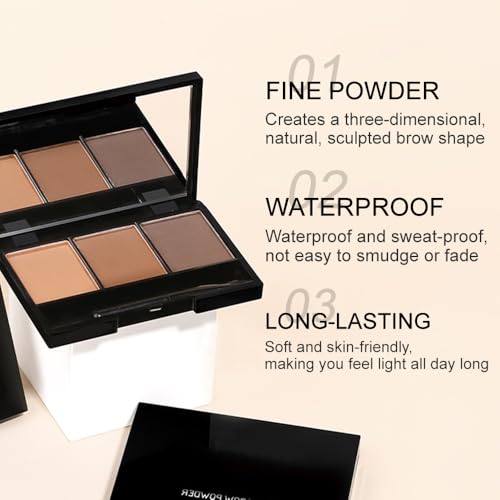 Eyebrow Powder Kit - 3 Shades Dark Brown with Brush