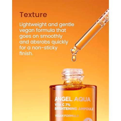 BEYOND Angel Aqua Vita C 7% Ampoule (1.01fl oz) - Vegan Vitamin C Serum for blemish Reduction, Even Skin Tone & Sensitive Skin Care. with 7% Pure Vitamin C, Panthenol,