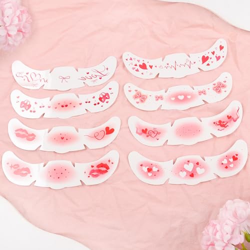 Valentine's Day Face Tattoo Stickers, 8 Sheets Waterproof Temporary Freckles