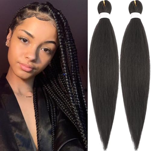 8 Packs Ombre Braiding Hair Pre Stretched 26 Inch Ombre Blue Long Pre Stretched Braiding Hair with Ombre Tone Hot Water Setting Soft Natural Texture Yaki Texture Hair (26inch 8Packs Tblue#)