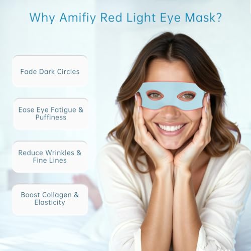 Red Light Therapy for Eyes, 3 Minutes Infrared Red Light Eye Mask for Under Eye Dark Circles, Eye Bags & Wrinkles, Collagen Booster Anti-Aging Device For Women & Men, Soft Silicone