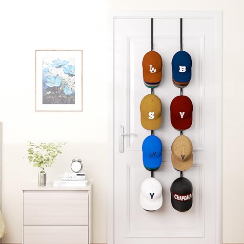 HapiRm Over Door Hat Rack - 2 Pack Organizer for 40 Caps