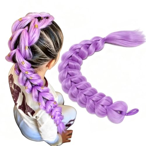 Purple Braided Ponytail Hair Extension for Kids - 24 Inch
