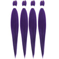 26 Inch Purple Braiding Hair Extensions - Pre-Stretched Synthetic, 4 Packs