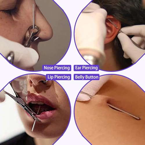 Piercing Kit 44pcs - Usiriy Piercing Needle Kit with 20G 18G 16G 14G 12G Piercing Body Piercing Tool Kit Needles Clamps Kit for Ear Nose Belly Button Tongue Eyebrow Piercing Supplies