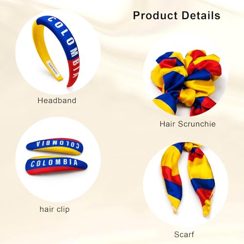 Colombia Flag Hair Accessory Set for Women - 4 Pieces