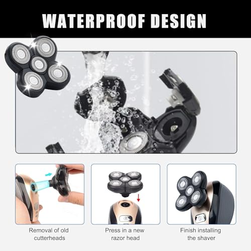 4PCS Shaver Replacement Blades,5 Head Shaver Heads for Bald Men,Head and Face Electric Razor Shaver Head