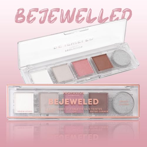 Profusion Cosmetics Mini Eyeshadow Palette ? 5 Compact Shades for Travel, Neutral Matte & Shimmer Finishes, Vitamin A & E Infused, Vegan & Cruelty-Free Makeup (Bejeweled)