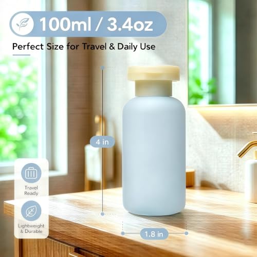 Garden Series Travel Shampoo Bottles Set 3.4oz Leakproof Reusable Toiletries Containers