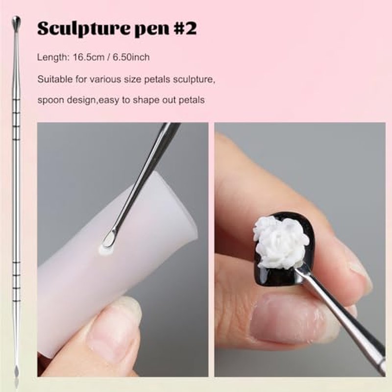 3D Nail Art Sculpture Pen Set - Double-Head Stainless Steel (3 Pcs)