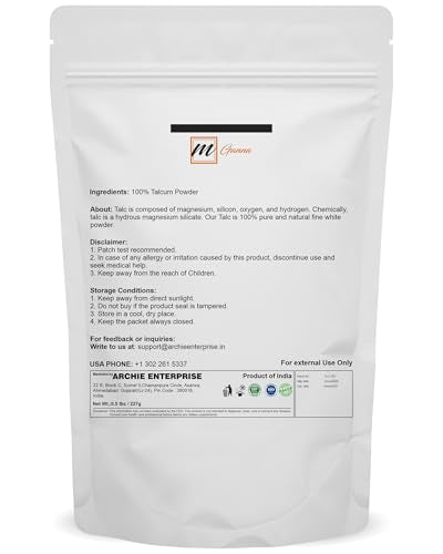 mGanna Natural Talc Powder 0.5 LBS - Cosmetic Grade