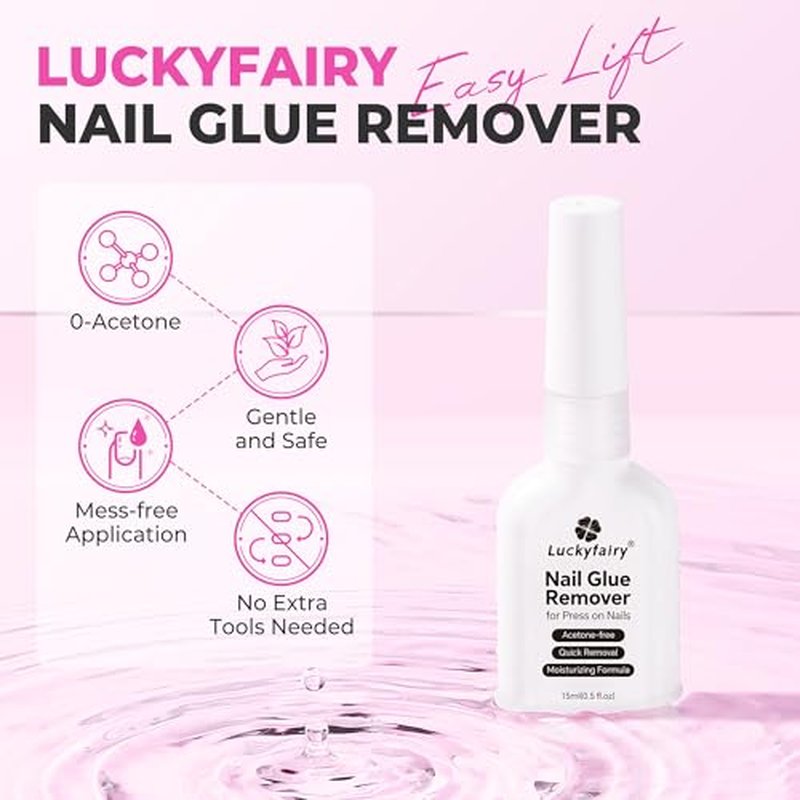 Luckyfairy Acetone-Free Nail Glue Remover - 15ml Precision Formula