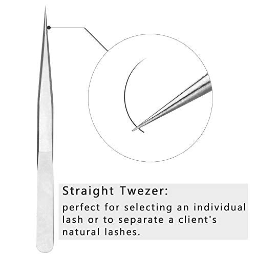 EMEDA Eyelash Extension Tweezers 2 Pieces VETUS Straight and J Curved Tweezers for Eyelash Extensions Precision Lashing Tweezers Professional Tools for Isolation Classic Volume Lash Extensions