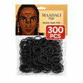 Black Hair Ties - Small Strong Rubber Bands for Thick Curly Afro Hair - 300 Pack - No Breakage, Gentle on Hair - MAADALI