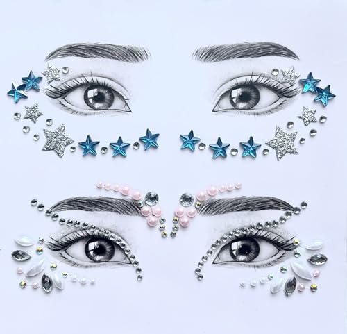 Self-Adhesive Face Gems and Eye Jewels for Rave Party Makeup
