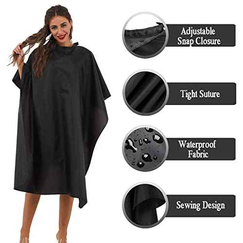 Black Barber Cape - Professional Nylon Waterproof Salon Cape, 59" x 47", 10 Pack
