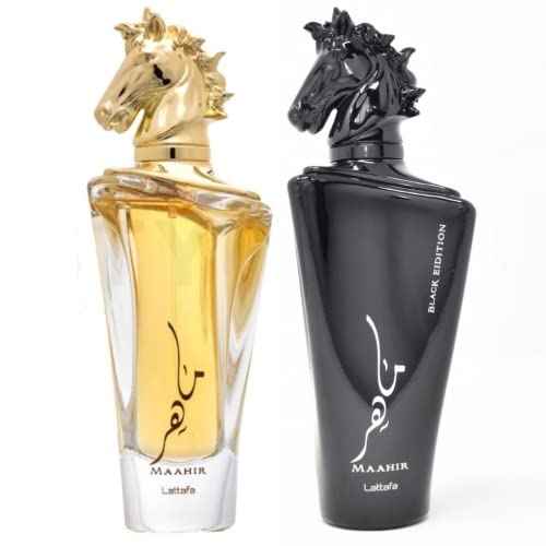 Lattafa Perfumes Xtra Value Pack - Maahir & Maahir Black Edition EDP - Eau de Parfum 100ML (3.4 oz) I
