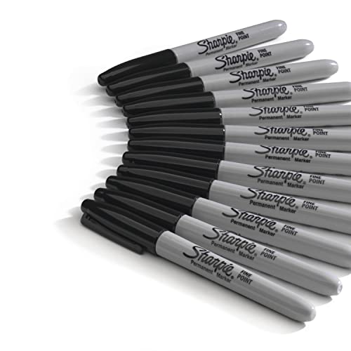 Sharpie Permanent Markers, Fine Point, Black, 12 Count, Proudly Permanent Ink, Intensely Brilliant Colors