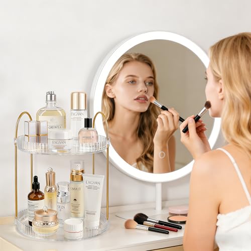 360° Rotating Makeup Organizer Tray - 2 Tier, 9.85" Lazy Susan