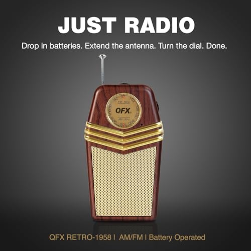 QFX Retro 1958 Portable AM FM Radio with Telescoping Antenna