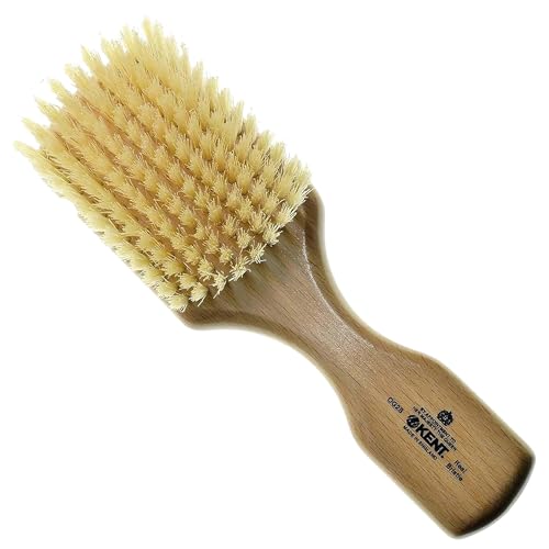 Kent OG2S Beechwood Soft Bristle Hair & Facial Brush - Exfoliating Soft White Natural Boar Bristle Brush for Men's Grooming, Hair Care & Beard Straightener