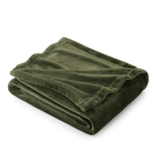 Bedsure Olive Green Fleece Blanket Throw Blanket - 300GSM Throw Blankets for Couch, Sofa, Bed, Soft Lightweight Plush Cozy Blankets and Throws for Toddlers