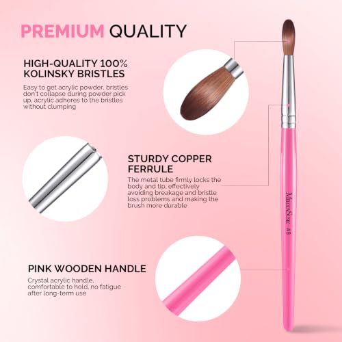 MelodySusie Pink Kolinsky Acrylic Nail Brush | Salon-Quality Nail Art Tool