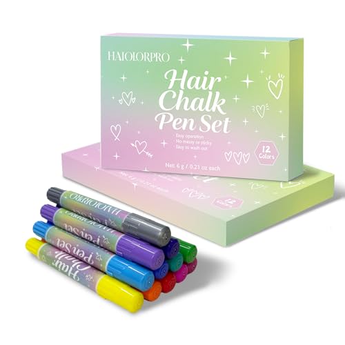 HAIOLORPRO 12-Color Hair Chalk Set - Washable & Non-Toxic