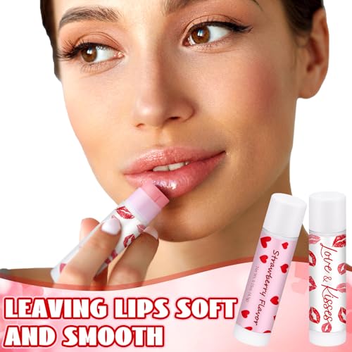 50 Pack Valentine's Lip Balms Gifts Bulk for Women Galentine's Day Party Supplies Basket Stuffers Heart Moisturizing Lip Balm Gifts for Her Teachers Staff Coworkers (Pink)