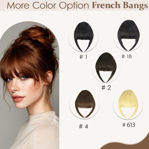 Human Hair Clip-in Bangs with Temples - Black Layered