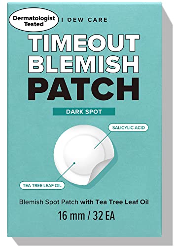 I DEW CARE Hydrocolloid Acne Pimple Patch - Timeout Blemish Dark Spot | Korean zit patches for face and skin, 32 Count (16mm), Facial Stickers, Pus absorbing with Tea Tree Leaf Oil