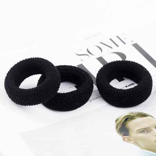 Thick Fit Elastic Hair Bands No Damage Seamless Hair Ties for Heavy, Curly Hair Soft Pony Holders Elastics Hair Bands 8pcs(Black)