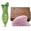 Rena Chris Gua Sha Facial and Body Tools- Natural Jade Gua Sha Stone for Face Manual Massage with Exquisite Wooden Box, Jawline Sculpting and Puffiness Reducing, Whole Body Care Tool with Manual