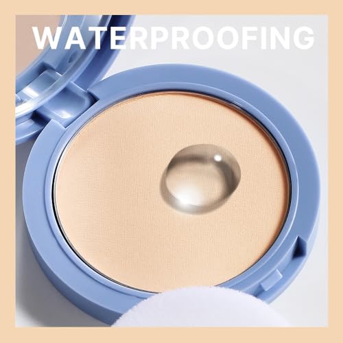 Oil Control Pressed Face Powder Compact, Long-Lasting Matte Setting Makeup