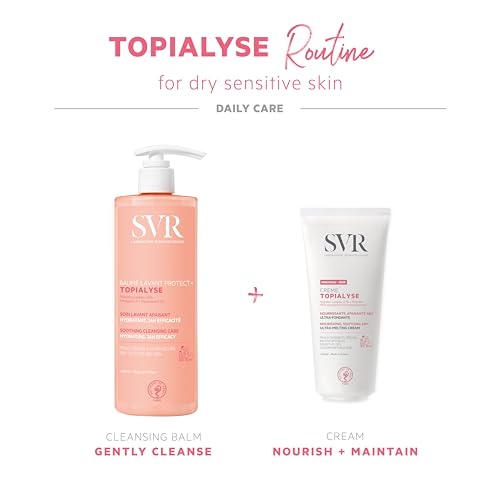 SVR Topialyse Cleansing Balm - Niacinamide, Omega 3, 6 & 9 - Soothing Face & Body Wash with - 24hr Nourishing Protective Cleanser for Dry Itchy and Sensitive Skin. Fragrance-free, 13.5 fl.oz.