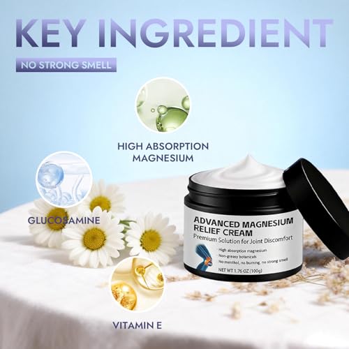 Lestrova Magnesium Cream Relief Cream ? Fast-Absorbing, Non-Greasy Topical Magnesium Lotion for Muscle Relaxation 1.76 Fl Oz(100g)