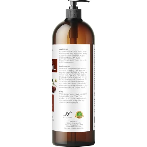 velona Jojoba Oil USDA Certified Organic - 32 fl oz (With Pump) | 100% Pure and Natural | Golden, Unrefined, Cold Pressed, Hexane Free | Moisturizing Face, Hair, Body, Skin Care